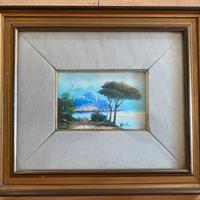 Dipinto ad olio paesaggio di montagna