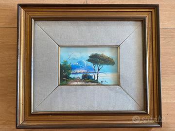 Dipinto ad olio paesaggio di montagna