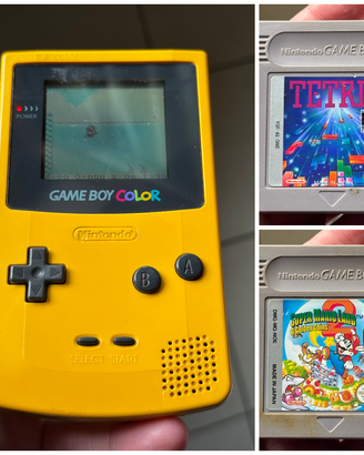 GameBoy Color giallo + Super Mario Land 2 + Tetris