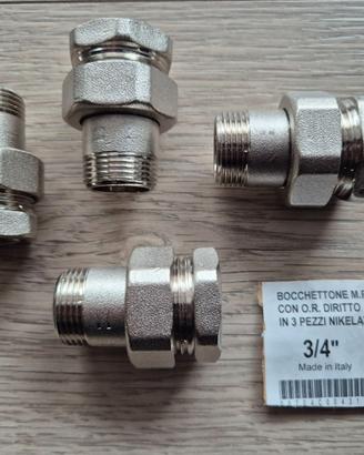 Bocchettone 3 pezzi MF da 3/4 ottone nikelato 4pz