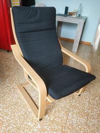 Poltrona POÄNG  rovere bianco/knisa nero