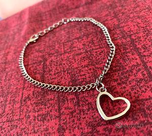 Bracciale in acciaio con charm cuore made in Italy