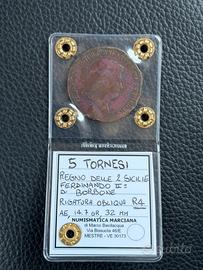 5 tornesi 1833 con contorno rigatura Obliqua R4