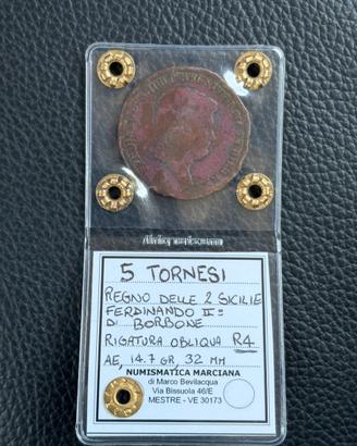 5 tornesi 1833 con contorno rigatura Obliqua R4