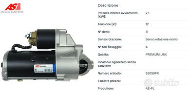 Motorino d'avviamento AS-PL S3059PR