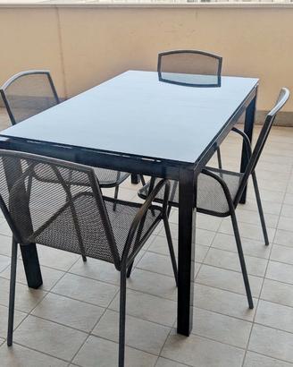 Set 4 sedie in metallo grigio
