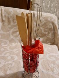 Set utensili cucina legno e silver plated 