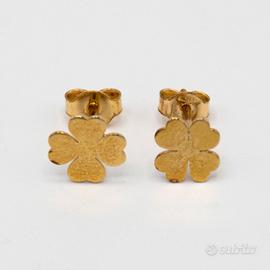 Orecchini oro giallo 9kt quadrifoglio a cuore S.36