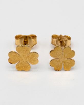 Orecchini oro giallo 9kt quadrifoglio a cuore S.36
