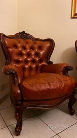 Salotto stile Chester Barocco in vera pelle