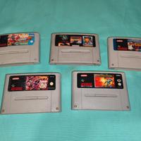 NINTENDO 5 CARTUCCE GIOCO SUPER NINTENDO SNES