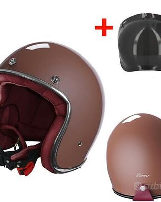 CASCO JET VINTAGE MOTO CAFE' RACER QUARTZ VISIERA
