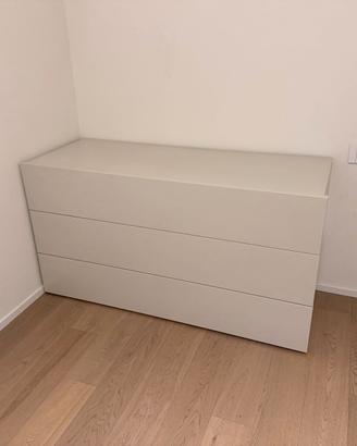 Comò cassettiera laccato bianco 3 cassetti 130 cm