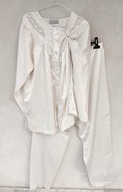 Pigiama donna vintage in raso, tg 50 / 52, bianco