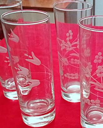 SET 8 BICCHIERI LONG DRINK VETRO ARTISTICO ANNI 70