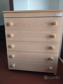 Cassettiera PALI per cameretta in legno naturale 