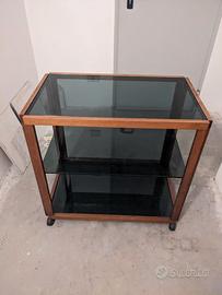 Mobile bar/porta TV in legno e cristallo fumé