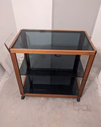 Mobile bar/porta TV in legno e cristallo fumé