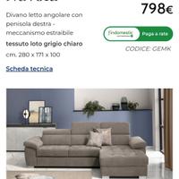 divano letto matrimoniale con penisola a destra.