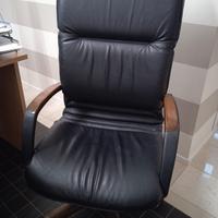 Poltrona vera pelle e radica da ufficio color nero