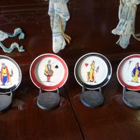 Set semi carte da gioco 4 piattini porcellana vint