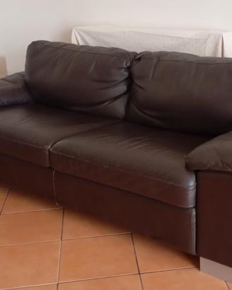 Divano Doimo modello ARON 3 posti in pelle marrone