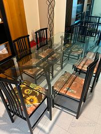 tavolo in cristallo e 6 sedie