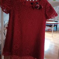 Vestito rosso pizzo bambina taglia 2-3anni OM