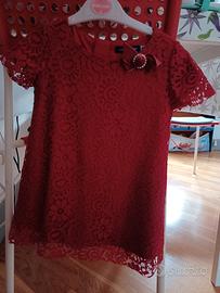 Vestito rosso pizzo bambina taglia 2-3anni OM