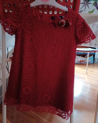 Vestito rosso pizzo bambina taglia 2-3anni OM