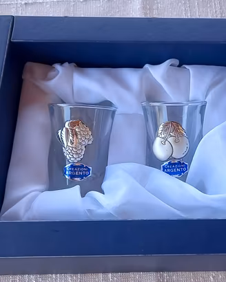 Coppia Bicchieri Liquore Grappa Creazioni Argento 