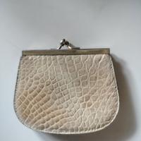 Portamonete bianco beige in coccodrillo 
