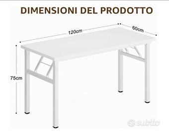 Tavolo pieghevole 120 x 60 x 75 cm bianco
