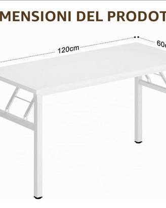 Tavolo pieghevole 120 x 60 x 75 cm bianco