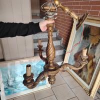 lampadario in legno 3 bracci