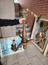 lampadario in legno 3 bracci