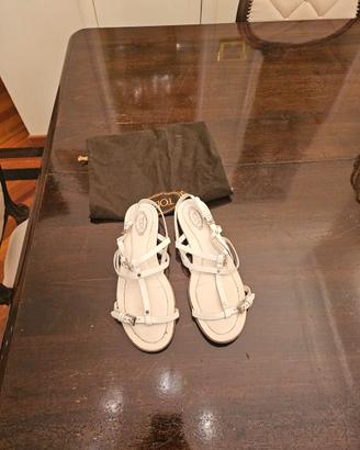 Tod’s sandali flat in pelle bianca n. 38