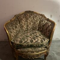 Poltrona ottocentesca dorata stile Luigi Filippo