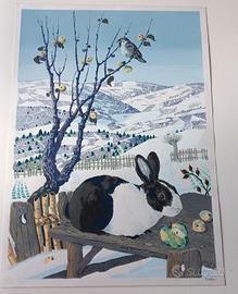 Serigrafia "Il coniglio e il passero" 