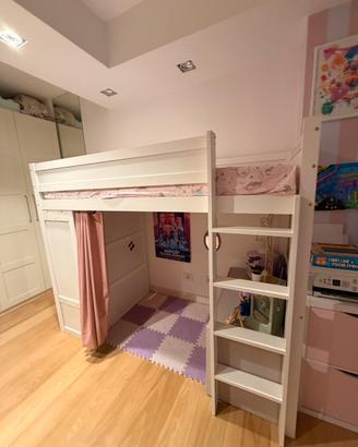 Letto a soppalco con armadio e materasso nuovi!!!