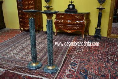 Coppia di colonne - piedistalli in marmo verde