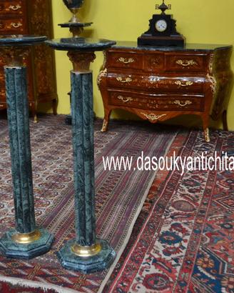 Coppia di colonne - piedistalli in marmo verde