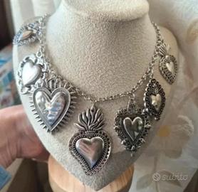 Collana sacro cuore Argentata Vintage