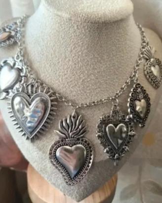 Collana sacro cuore Argentata Vintage