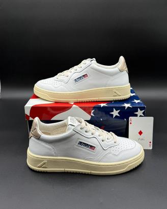 Autry medalist low in pelle bianca e oro taglia 40
