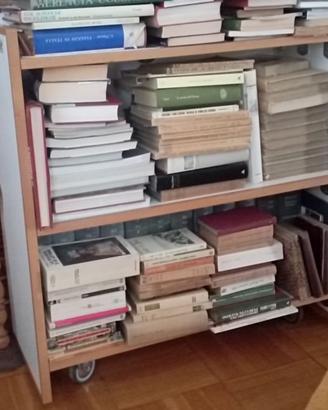 Scaffale-carrello in legno con ruote