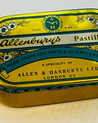 Scatola di latta vintage di pastiglie Allenburys