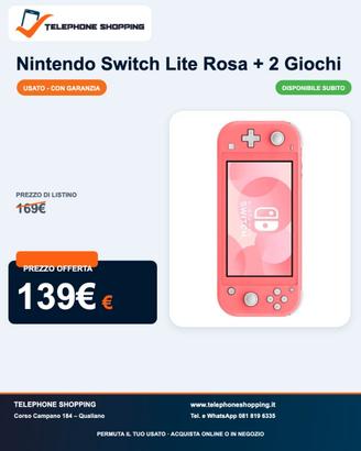 Nintendo Switch Lite Rosa + 2 Giochi
