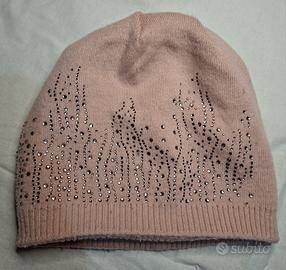 cuffia in lana rosa cipria