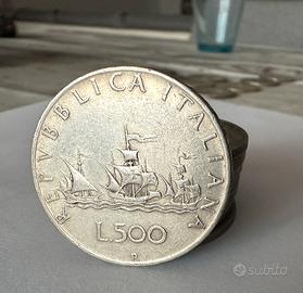 Moneta 500 lire argento errore di conio